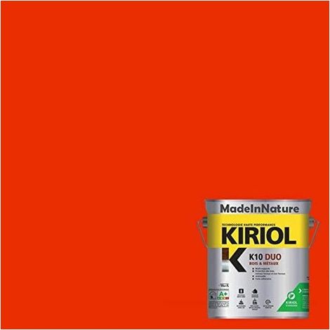 Peinture Bois et Métaux, Sous couche et Finition, Antirouille, sur Fer, Acier, Galvanisé, même rouillés, très opacifiant - 0.75 litre - RAL 2009. (1/4)