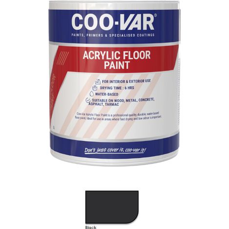 CooVar Acrylic Floor Paint - Black - 1 Litre