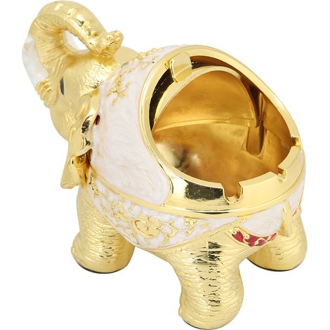 Cendrier sphérique vintage innovant en alliage de zinc, motif éléphant, avec couvercle, multifonctionnel, pour bureau et maison, or et blanc, couleurs variées (1/5)