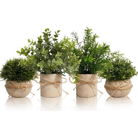 4 Pièces Plantes Artificielles Interieur pour Decoration Maison Petite Fausse Plantes Interieur en Pot Élégant pour Chambre Salon Salle de Bain Bureau Cuisine sans Entretien Réalistes (1/5)
