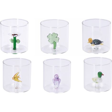 Regalo Italiano Bicchiere Vetro Borosilicato Ass. 36 Cl Decoro Misto 1 Pz