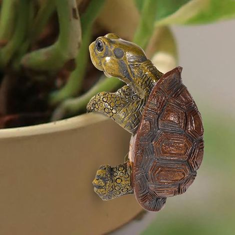 Resin Turtle Flower Pot, Cute Climbing Turtle Figurine Hanging Turtle Statue Flower Pot Gift for Garden Decoration Vase Terrarium Decorations (1/5)