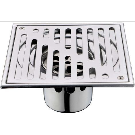 Siphon de sol en acier inoxydable, anti-odeurs, carré, bonde de salle de bain, siphon de douche de gros calibre, 150 x 150 mm (1/3)
