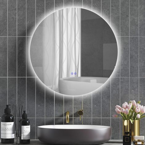Runder, LED-beleuchteter Badezimmerspiegel Ø 80 cm mit Touch-Beleuchtung und Antibeschlagsystem