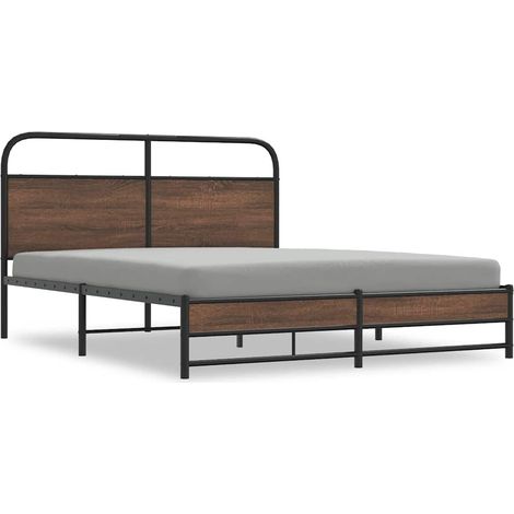 Lit double Lit adulte Cadre de lit sans matelas 150x200 cm chêne marron (1/5)