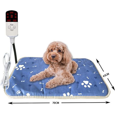 Coussin chauffant pour chat et chien, 18 x 18 po, nylon, imperméable, cordon résistant aux morsures, température constante automatique, tapis de lit pour animaux de compagnie (1/4)