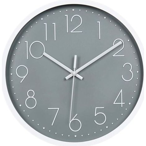 12" Moderne Horloge Murale Mute Silencieuse Pendule Murale pour La Chambre Cuisine Salon - Gris (1/4)