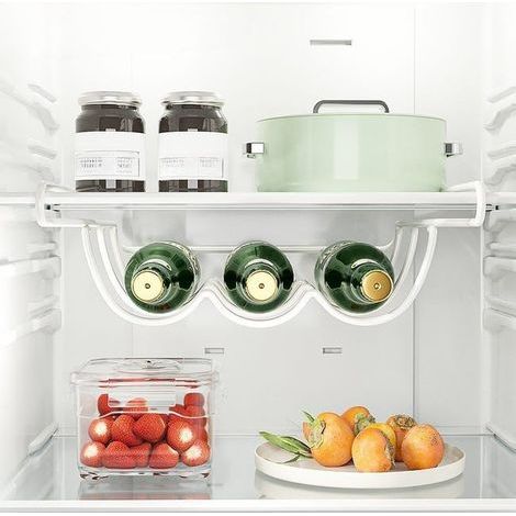 Étagère de Rangement pour Réfrigérateur – Support Porte-Bières en Métal 33×31×11,5 cm, Blanc (1/5)