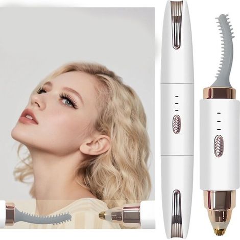 Recourbe-cils et tondeuse à sourcils électrique 2 en 1 - Blanc - Rechargeable par USB - Chauffage rapide en 6 secondes - Conception anti-brûlure (1/5)