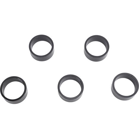 5 pièces Rondelles de direction pour vélo, Espaceurs de potence sans filet en alliage d'aluminium, Set d'épaisseurs de direction 15mm Noir pour fourches 28.6mm (1/5)