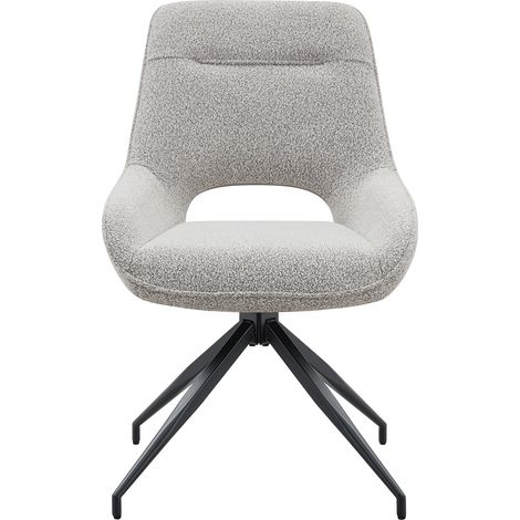 Chaise de salle à manger beige-gris pivotante 360° avec structure métal noir (1/5)