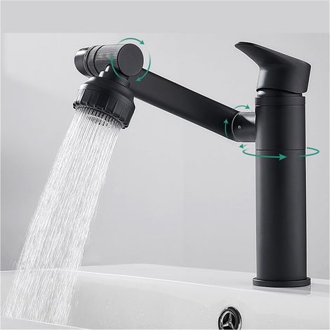 Robinet de salle de bain pivotant, mitigeur de lavabo, montage sur comptoir, robinet anti-éclaboussures, pommeau de douche, aérateur, robinet de salle de bain (1/5)