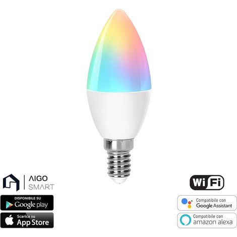 Lampadina Led Smart C37 6,5W WiFi RGB CCT luce regolabile e dimmerabile Aigostar (1/5)