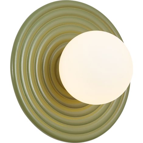 QAZQA Lampada da parete retrò verde con sfera opale rotonda 20cm (1/5)