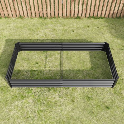 Bac de jardin surélevé en tôle d'acier robuste, design stable, anti-rouille et durable, kit sans fond, parfait pour légumes, herbes et fleurs, gris anthracite. (1/5)