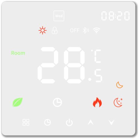 QORVA-Thermostat intelligent 16 A, écran tactile couleur LCD, thermostat de chauffage électrique programmable pour maison, hôtel, bureau, AC 90 à 240 V, matériau PC ignifuge, protection IP20, 41 x 86 (1/4)