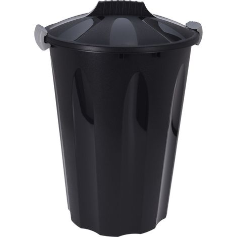 Universal Maxitonne mit Deckel 40 L - schwarz - Kunststoff Allzweck Tonne Mülltonne Regentonne Abfalleimer