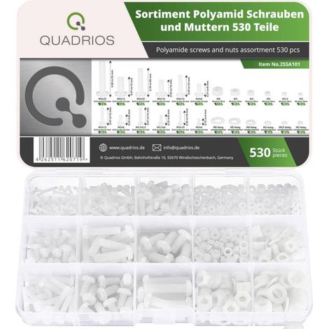 Quadrios 25SA101 25SA101 Assortimento di viti in plastica 530 Parti
