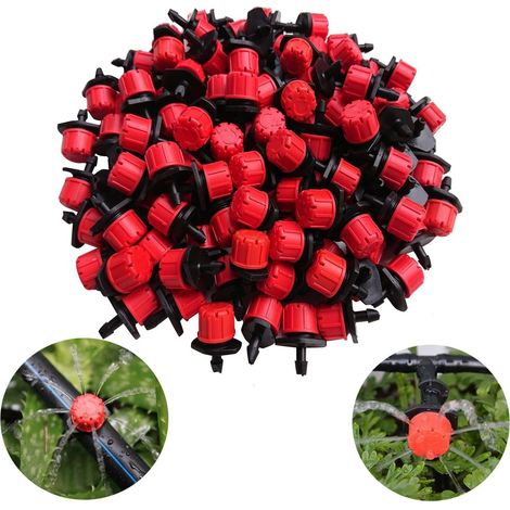 Ensemble de 100 arroseurs goutte à goutte de 6,35 mm (1/4 pouce) avec goutteur réglable pour micro-irrigation et systèmes anti-colmatage - AquaForge (1/5)