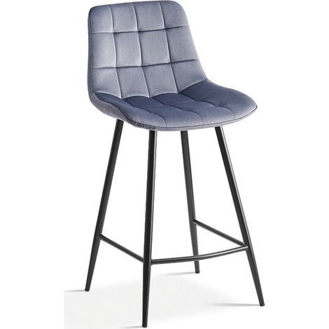 Sedia da bancone JUTE – Velluto grigio scuro – Gambe in metallo – Altezza 95 cm – Stile contemporaneo