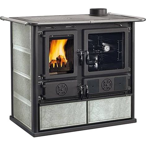 CUCINA A LEGNA 'ROSA 5.0 VST' 8,8 kW - colore petra naturale