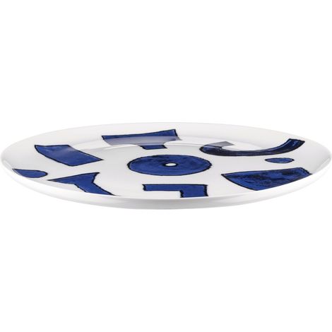 Assiette Plate Design, Usage Quotidien, Esthétique Minimale, en Porcelaine Blanche avec Décor, Diamètre 27 cm (1/3)