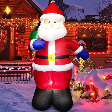 Décorations de Noël gonflables d'extérieur de 1,2 m, Père Noël gonflable avec sac cadeau, décoration éclairée par LED intégrée pour cour, jardin, pelouse, fête de Noël (1/5)
