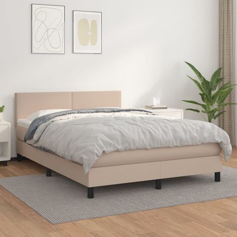 Boxspringbett Matratze Cappuccino-Braun 140x200cm Kunstleder (1/5)