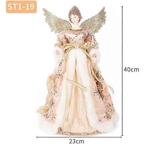 Ornements d'anges pour sapin de Noël, cime d'ange dorée, décorations de Noël dorées pour jardin, terrasse, café, bureau, Decor19 (1/5)