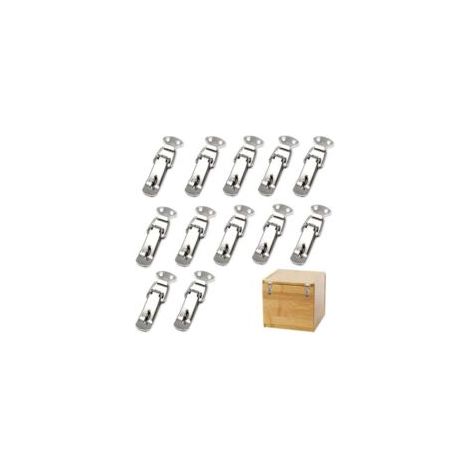 Cerradura de resorte con palanca de 12 piezas, pestillo de acero inoxidable, apta para cajas, armarios, cajas de herramientas y botiquines (con cerradura). - Crezuo