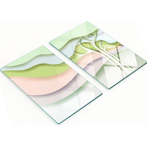 Tableros de vidrio elegantes y duraderos con estampado abstracto de 谩rboles, 2x30x52 cm.