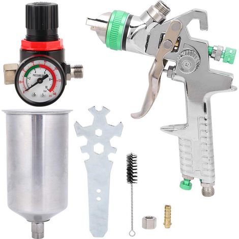 Pistolet de pulvérisation pneumatique avec régulateur de pression, diamètre 2,5 mm, pot en aluminium 1000 ml (1/5)