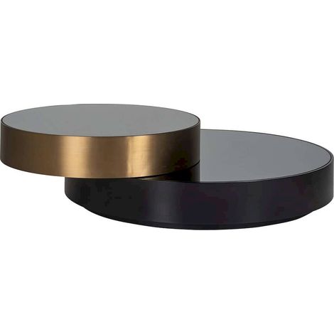 table basse design noir et or effet miroir contemporain - noir profond et or brossé (1/5)