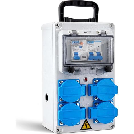Coffret Électrique de Chantier 230 V, IP67 16A Coffret Chantier Répartiteur Mural avec Disjoncteur, Répartiteur de Courant 16A Distributeur de Courant Électrique avec Disjoncteur Coffret Chantier (1/5)