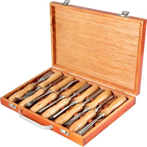 Jeu de ciseaux en bois 12 pièces,ciseaux de tour 95MM,outils de tournage pour la sculpture sur bois et le mobilier (1/5)