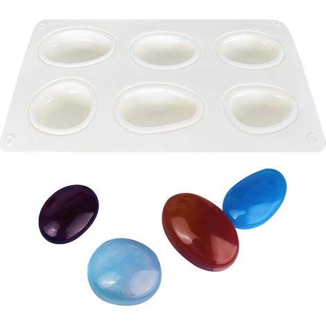Moule En Silicone En Forme De Pierres,6 Trous Forme De Pierre Moules,Moule Silicone Dessert,14,5x26.3 Cm,Pour Pâtisserie Chocolat Décoration Moule,Savon, Cire Fabrication Outil (1/5)