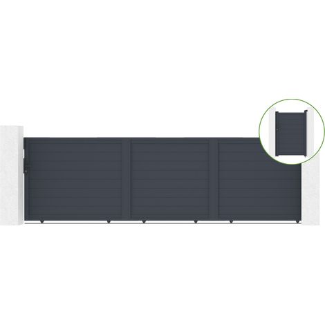 Puerta corredera 5m EIGER H.140cm aluminio + cancela EIGER H140 GRIS (1/5)