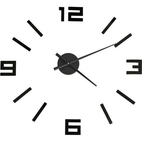 Horloge murale 3D, design moderne, noire, 100 cm XXL (1/5)