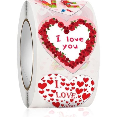 Pack of 500 pink heart-shaped stickers (2.5 cm) for Valentine's Day (1/5)