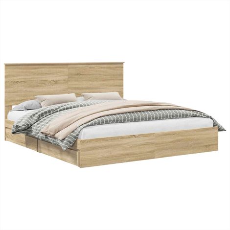 Maison Exclusive - Letto con Contenitore con testiera Rovere Sonoma 180 x 200 cm