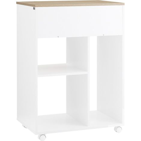 SoBuy Carrello da ufficio Carrello Portaoggetti con Cassetto Tavolino stampante 63x42x88cm ASK10-WN