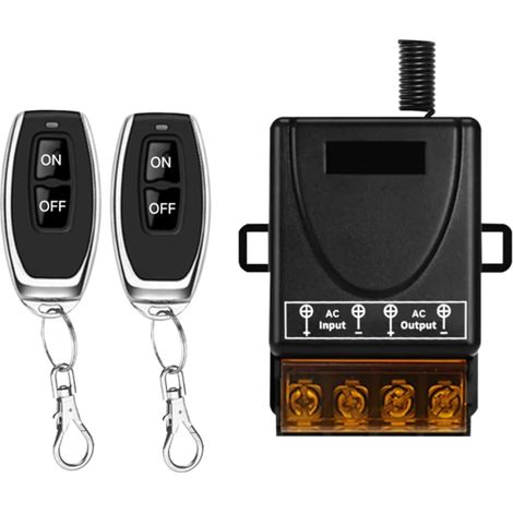 Kit interrupteur et récepteur de télécommande sans fil AC 230V 100m 30A, interrupteur de télécommande sans fil, relais sans fil pour pompe à eau (100m 2V1 AC 100V-240V) (1/5)