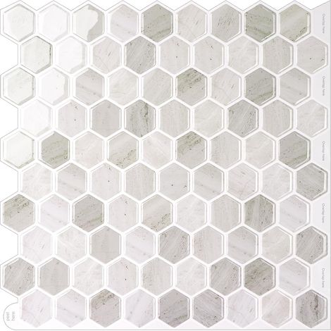 Sticker Carrelage Adhesif Mural 3d Autocollant Hexagone Credence Adhesive pour Cuisine Salle de Bain (30.5x 30.5cm) (1/5)