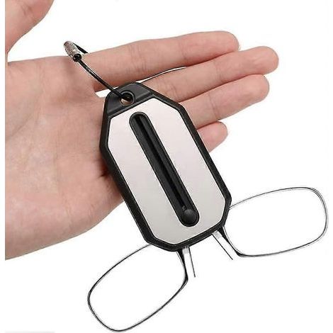 Lunettes de lecture avec pince-nez, mini porte-clés portable, branches antireflets, plaquettes nasales mates, lunettes de lecture pliables, conviennent aux femmes et aux hommes (150 degrés) (1/5)