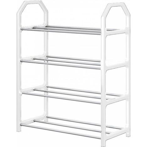 1 Étagère à chaussures, métal empilable 4 niveaux, design ajouré, pour entrée chambre (1/5)