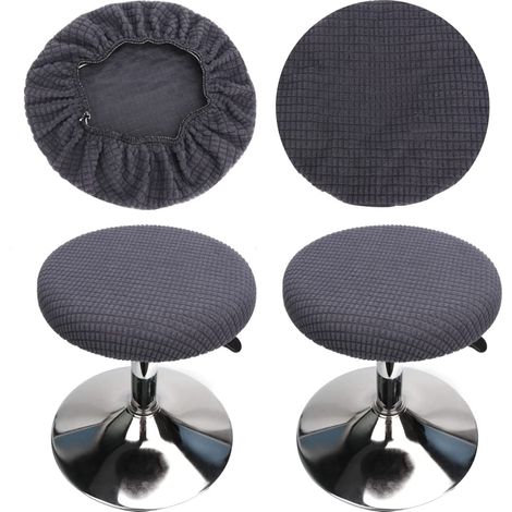 Pieces Round Stool Cover (Grey), Round Bar Stool Cover, Washable Easy Care Soft and Durable, for 30-40cm Stool (1/5)