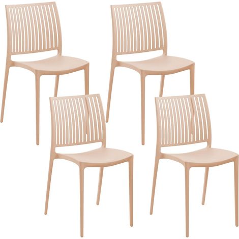 Set di 4 sedie da giardino in plastica sintetica beige sabbia Illumani