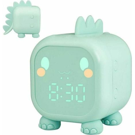 Children's Alarm Clock Girls Boys Luminous Dinosaur Children's Digital Alarm Clock Lamp Night Light Day Night Children Kindergarten Alarm Clock Adjustable Volume with Snooze Countdown MUMU (1/4)