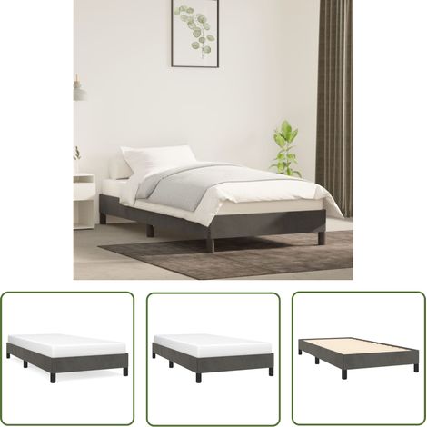 The Living Store Bettgestell ohne Matratze Dunkelgrau 80x200 cm Samt - Samtbettwäsche - Doppelbett - Boxspringbett - Bettrahmen - Nachttisch (1/5)