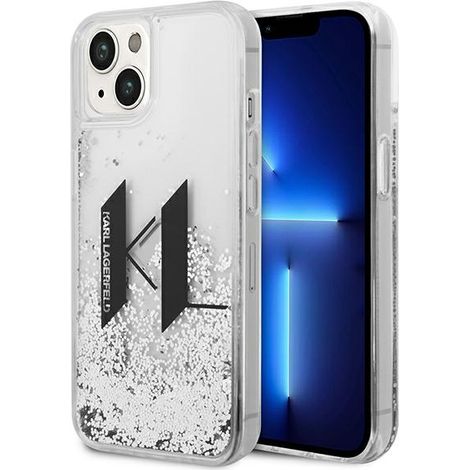 Karl Lagerfeld Liquid Glitter Silberne iPhone 14 Hülle (1/5)